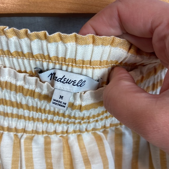 Madewell smocked waist striped linen blend midi skirt - Picture 3 of 5